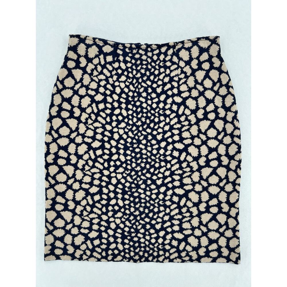 J McLaughlin Knit Pencil Skirt Small Blue Cream Print Cotton Modal